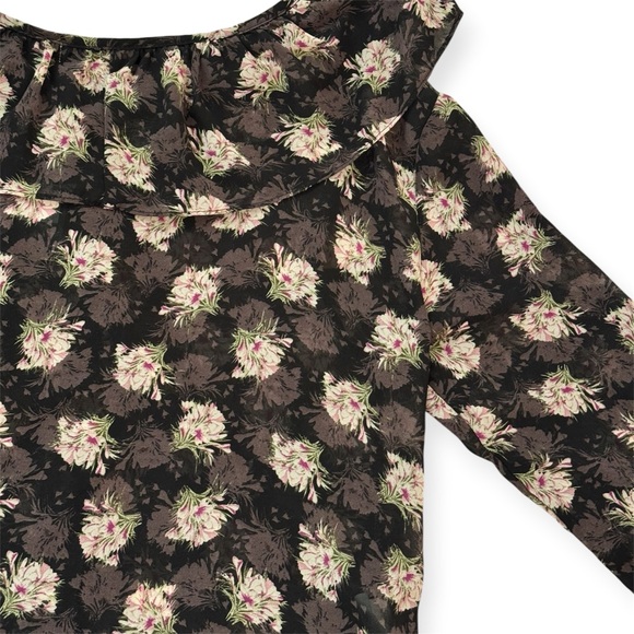 Korean Style Pink Floral Ruffle Top | One Size (Fits Small) | NWT - Picture 6 of 7